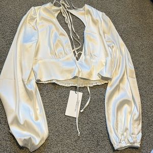 Cotton candy LA white cutout blouse